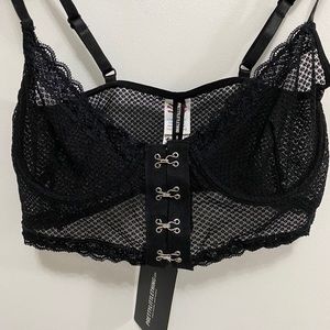 Pretty Little Thing Black Mesh and Lace Bra BNWT